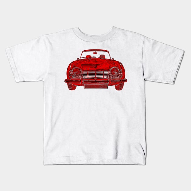 Triumph TR4 classic car red inversion Kids T-Shirt by soitwouldseem